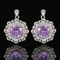 Style français haut de gamme Floral lumière luxe ensemble collier anneau boucle d'oreille robe de soirée Style élégant ensemble avec Zircon mariée bijoux