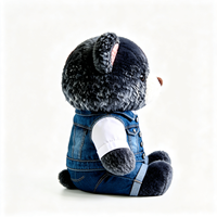 Peluche Ours Noir Doux et Moelleux avec Chemise Blanche, Gilet en Jean et Short – Vente en Gros Adorable Peluche Ours