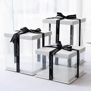 Desain Desainer Kustom Dapat Didaur Ulang Kotak Transparan Kotak Hadiah Kue Ulang Tahun Berkualitas Tinggi untuk Pesta Ulang Tahun Natal