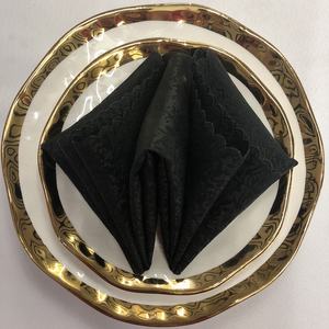 Serviettes de table en polyester <span class=keywords><strong>noir</strong></span> de décoration pour le dîner de banquet de mariage - Product Image 2