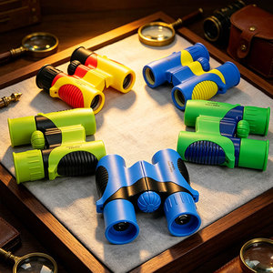 Jumelles pour enfants 8x21 avec verres optiques multicouches à revêtement bleu, caoutchouc souple bicolore et mise au point centrale pour les jeunes explorateurs - Product Image 3