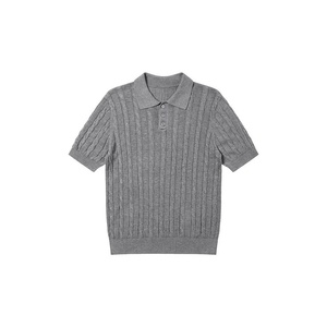 Chemise tricotée à col uni et manches courtes pour homme, style décontracté torsadé, luxe léger, style Old Money, Henley classique, collection été - Product Image 4