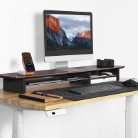Support multifonctionnel pour ordinateur portable Organisateur de bureau en bois naturel réglable extensible pour la maison/le bureau moderne et portable