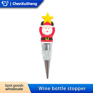 Santa Claus Christmas Wine Stopper Plastic Seal Bottle Closure Holiday Decorative Cork Cover - Product Image 4