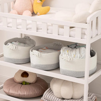 Paniers de rangement ovales pliables en tissu écologique et durable, tressés en corde de coton, organisateurs multifonctionnels avec poignées, gain de place, design simple