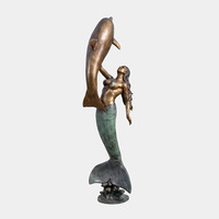 Figurine de sirène en bronze, style fantastique, pour la décoration de pavillon extérieur, ornement de patio, art de jardin