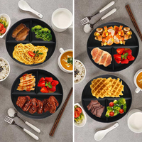 Assiette à 3 compartiments de 9 pouces - Matériau PP écologique sans BPA et non toxique - 3 sections pour plateau de cantine, repas diététiques, repas pour la perte de poids
