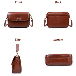 Sac à bandoulière vintage rétro classique en cuir véritable tanné végétal, petit sac carré pour femme, léger - Product Image 4