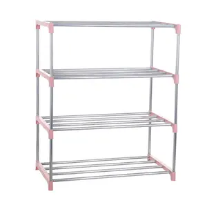 MJ Stainless steel shelf four layer simple shoe rack household assembled removable shoe rack