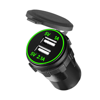 Prise de charge double USB étanche DC12/24V 3.1A avec indicateur LED et couvercle rabattable pour bateau, camping-car, moto