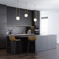 Armoires de cuisine noires laquées brillantes de luxe, design moderne, fabrication directe d'usine, Australie, pour la maison