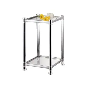 34*34*50cm Quadratische Beschichtung Chrom 2 Schichten Regale verstärkt Glas gestell für die Küche