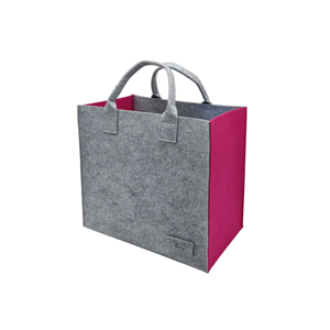 Bolsa de Mano Abierta Personalizada de Fieltro de Lana de Dos Tonos, Bordada, Negra y Gris, Ecológica, Reutilizable, para Mujeres, Regalos, Portátil, Compras, 35x30x15cm - Product Image 5