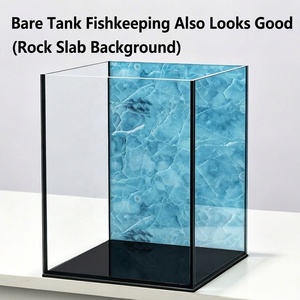 Aquarium de table JSD en verre ultra-clair avec fond en ardoise, ensemble complet avec éclairage LED flexible et filtre cascade - Product Image 2