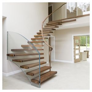<span class=keywords><strong>Escaleras</strong></span> Rectas Modernas <span class=keywords><strong>para</strong></span> <span class=keywords><strong>Interiores</strong></span>, Barandilla <span class=keywords><strong>de</strong></span> Vidrio, Escalones <span class=keywords><strong>de</strong></span> <span class=keywords><strong>Madera</strong></span>, Escalera <span class=keywords><strong>de</strong></span> Acero, <span class=keywords><strong>Diseño</strong></span> Interior <span class=keywords><strong>para</strong></span> Casa, Villa, <span class=keywords><strong>Escaleras</strong></span> Flotantes - Product Image 4