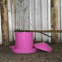 Mangeoire à poulets 9L en fer galvanisé avec poignée Couvercle de mangeoire en métal pour volaille de ferme Mangeoire automatique à poulets neuve et usagée