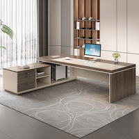 Table de bureau en forme de L couleur noyer de luxe de qualité supérieure meubles de bureau PDG patron bureau de luxe