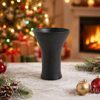 Vase en céramique noire mate avec deux poignées en boucle, design Art Déco, décoration de luxe pour la maison, vase à fleurs pour mariage