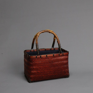 Bamboo Woven Handbag Women's Shoulder Bag Manual Crafted Geometric Pattern Bohemian Style With Handle - Product Image 3