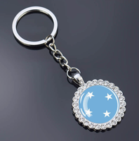 Porte-clés en verre entièrement orné de strass, motif drapeau du monde (Haïti), souvenir de voyage, ornement à suspendre pour sac