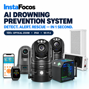 Système de prévention des noircoulements par IA, caméra IP WiFi 6, zoom optique 100x, surveillance intelligente IP68, CMOS 12MP, grand angle 140° pour piscine - Product Image 1