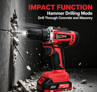 Perceuse sans fil Li-Ion 20V, couple de 45 N.m, perceuse rechargeable à deux vitesses, avec fonction d'impact, perceuse électrique pour le bricolage, le bois, le métal, la maison