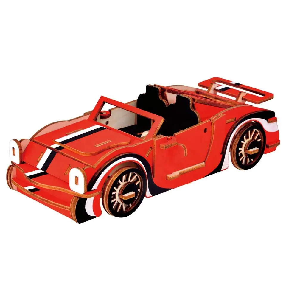 3D Oem子供木製車モデルおもちゃ子供木製パズル就学前教育玩具