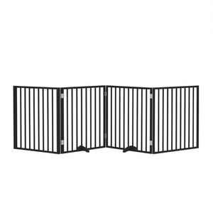 Puerta Plegable para Perros de 4 Paneles, 126 Pulgadas, en Madera de Álamo Negra, para Uso en Interiores - Product Image 1