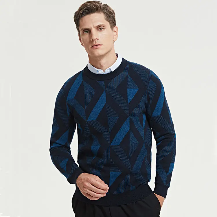 男性ファッションジャカードウール厚く暖かい冬のセーター