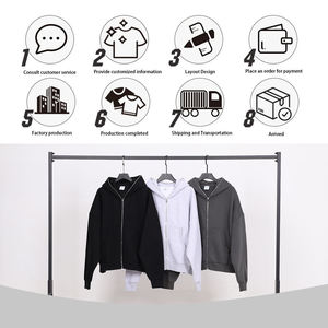 Sudadera con Capucha y Cremallera Completa Estilo Hip Hop, con Logotipo Personalizado, Sudadera con Cremallera y Forro Polar de 350GSM, Corte Holgado, Ropa Urbana para Hombre - Product Image 5