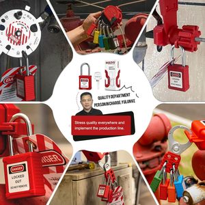 <span class=keywords><strong>Candado</strong></span> de Seguridad de Plástico <span class=keywords><strong>Rojo</strong></span> Impermeable Personalizado de 38 mm, Listo para Enviar, para Bloqueo de Equipos Industriales con Llave Maestra - Product Image 4