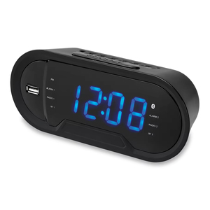 Radio-réveil avec écran LED bleu de 1,2 pouces, récepteur Bluetooth double canal FM, radio-réveil avec alarme - Product Image 1