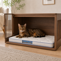 Housse de cage pour chat d'intérieur, dessus matelassé, fenêtre latérale transparente, base antidérapante, matériau rafraîchissant en silicone, design pratique pour les voyages, pour chats