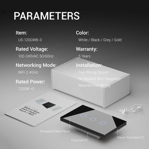 Thanh lịch chúng tôi wifi thông minh tường chuyển đổi ánh sáng 3 gang cảm ứng Tempered Glass Bảng điều chỉnh tuya & Cuộc sống thông minh ứng dụng tương thích hiện đại Thiết bị chuyển mạch - Product Image 5