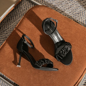 Chaussures à talons hauts pour femme, légères, à enfiler, en satin et strass, à bout fermé, pour mariage, soirée, été, extérieur, club, style intemporel - Product Image 6