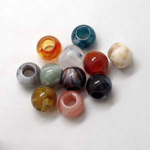 Cuentas redondas acrílicas con agujero grande para joyería, accesorios de hebilla decorativa, blanco, negro, verde, azul, marrón, 12mm - Product Image 1