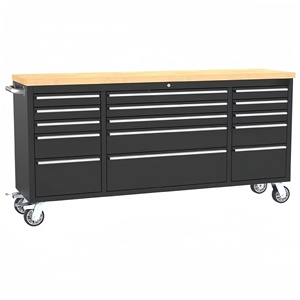 Chariot à outils en acier inoxydable robuste de 15 tiroirs de 72 pouces, armoire d'atelier de <span class=keywords><strong>garage</strong></span> de jardin, rouge, noir, argent, couleurs OEM, outil en métal - Product Image 2