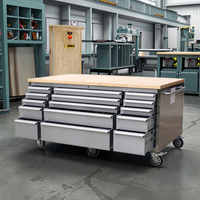 Chariot à outils en acier inoxydable de 72 pouces avec 15 tiroirs et portes coulissantes