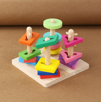 Jeu de construction en bois Montessori, blocs géométriques à empiler et à trier, jeu de société éducatif pour l'apprentissage précoce, certifié sécurité, unisexe