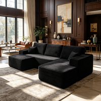 Canapé modulaire en forme de U symétrique avec double chaise longue pour salon de luxe à haut plafond