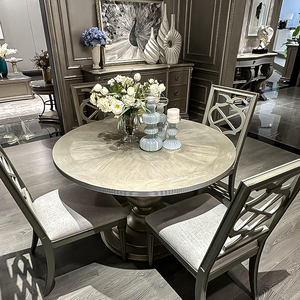 <span class=keywords><strong>Table</strong></span> à manger en bois massif antique, design traditionnel, style vieilli, meubles de luxe américains/français de style royal, sièges extensibles - Product Image 5
