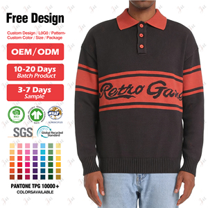 Custom Logo Golf Wear Pullover Jacquard <strong>Sweater</strong> Unisex Oversize School Plus Size Polo Neck <strong>Knit</strong> <strong>Sweaters</strong> Jumpers for Men - Product Image 2