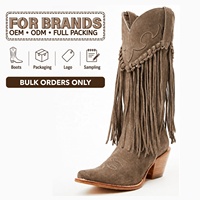 CHENO Vente en gros de bottes de cow-boy occidentales en daim à franges, personnalisables, de qualité supérieure, pour femmes, bottes de cowgirl à pompons pour femmes