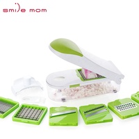 Smile mamãe e plástico multifunções, mandolin para fatiar, frutas, cortador, batata, picador