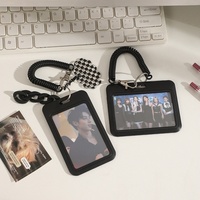Casing Pelindung Akrilik Anti-Hilang RFID untuk Kartu Kredit Fashion Hitam, Gantungan Ransel 3 Inci, Tempat Kartu Foto Idol