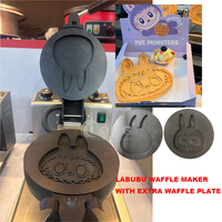 Machine à gaufres électrique commerciale en forme de dessin animé, logo personnalisé OEM, gaufrier Labubu