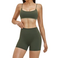 Ensemble de yoga 2 pièces pour femme, soutien-gorge de sport à bretelles ajustables, débardeur effet seconde peau et short taille haute, tenue de fitness pour la course et la gym