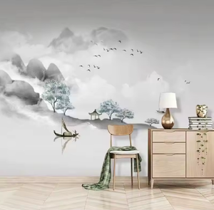 Personnalisé 8D Nouveau <span class=keywords><strong>Papier</strong></span> Peint Paysage à l'Encre <span class=keywords><strong>de</strong></span> Chine pour TV Fond Hôtel Boîte Salon <span class=keywords><strong>de</strong></span> Thé Zen Mural Moderne Peel Stick - Product Image 4