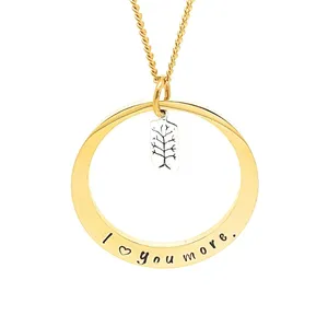 Inspire Custom Stainless Steel Family Names Tree Pendant Necklace Alphanumeric Engraved Hollow Disc Personalised Fashion Gift