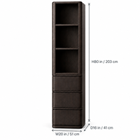 Armoire de rangement haute pour salle de bain, meuble à linge étroit de 80 pouces avec 3 étagères ouvertes et 3 tiroirs, organisateur de salle de bain fin en bois